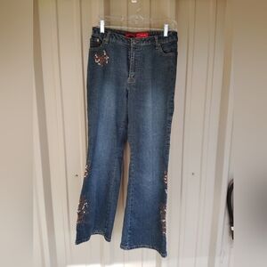Women's Juniors Arizona Jean Stretch Embelleshed Embroidered 28 x 37 Butterfly